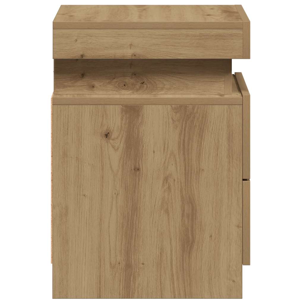 Nachtkastjes 2 st met LED 35x39x55 cm hout artisanaal eiken is nu te koop bij PeponiXL, paradijselijk wonen!
