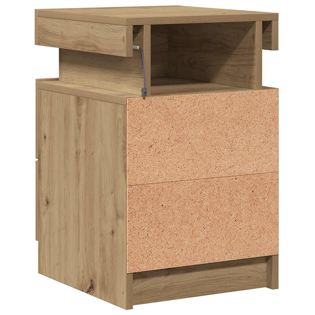 Nachtkastjes 2 st met LED 35x39x55 cm hout artisanaal eiken is nu te koop bij PeponiXL, paradijselijk wonen!