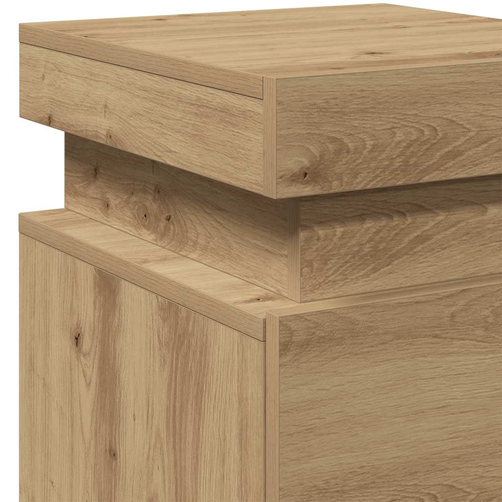 Nachtkastjes 2 st met LED 35x39x55 cm hout artisanaal eiken is nu te koop bij PeponiXL, paradijselijk wonen!