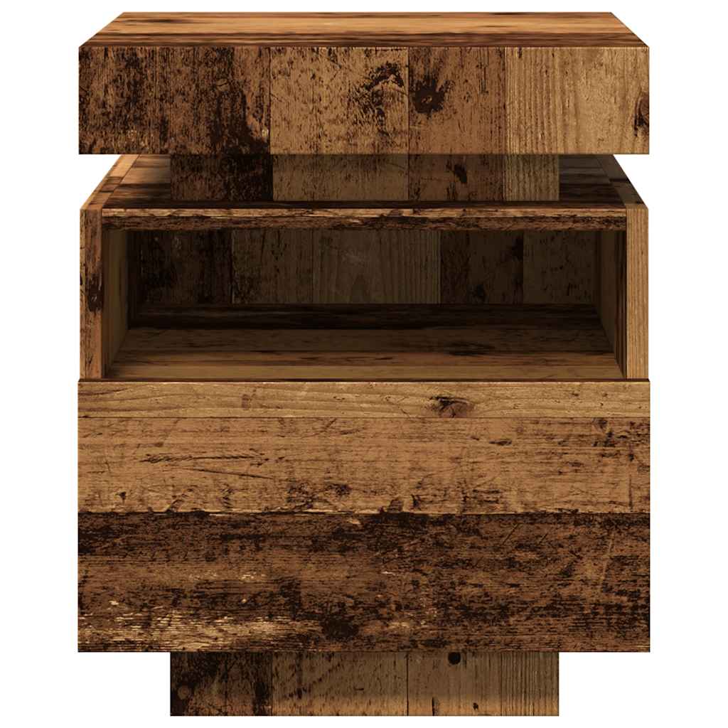 Nachtkastje met LED-verlichting 40x39x48,5 cm oud houtkleurig is nu te koop bij PeponiXL, paradijselijk wonen!