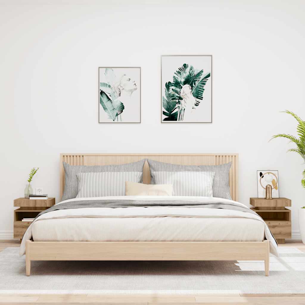 Nachtkastjes met LED 2 st 40x39x48,5 cm artisanaal eikenkleur is nu te koop bij PeponiXL, paradijselijk wonen!