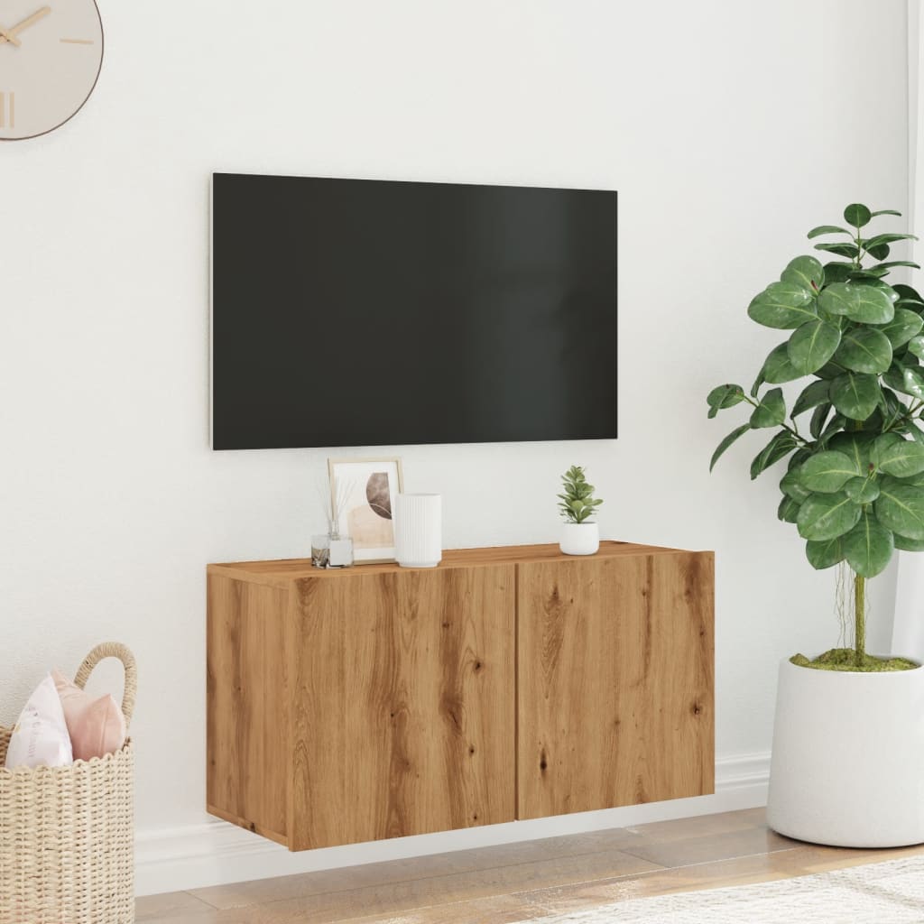 Tv-meubel wandgemonteerd 80x30x41 cm artisanaal eikenkleurig is nu te koop bij PeponiXL, paradijselijk wonen!
