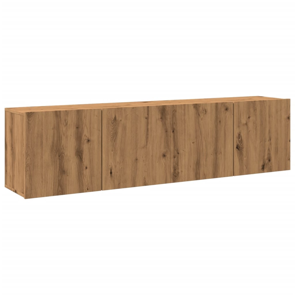 Tv-meubels 2 st wandgemonteerd 80x30x41cm artisanaal eikenkleur is nu te koop bij PeponiXL, paradijselijk wonen!