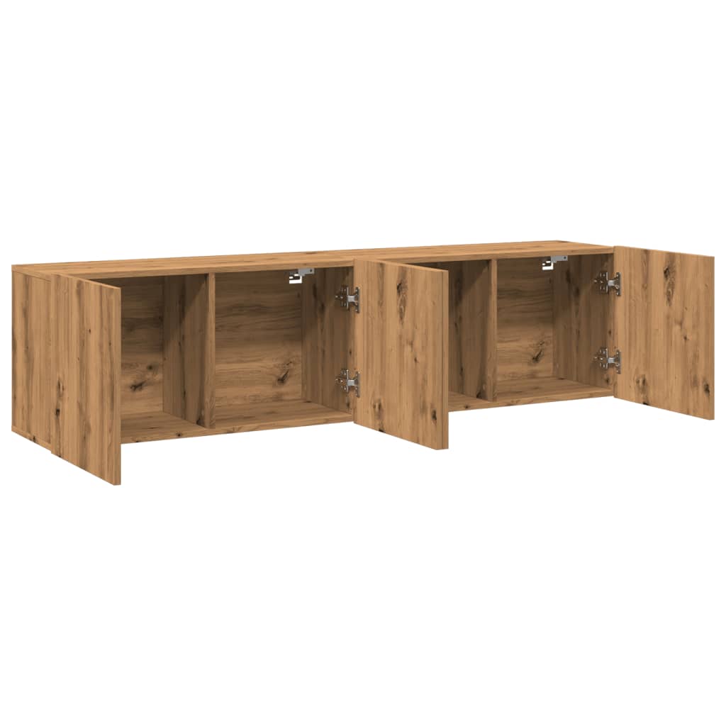 Tv-meubels 2 st wandgemonteerd 80x30x41cm artisanaal eikenkleur is nu te koop bij PeponiXL, paradijselijk wonen!