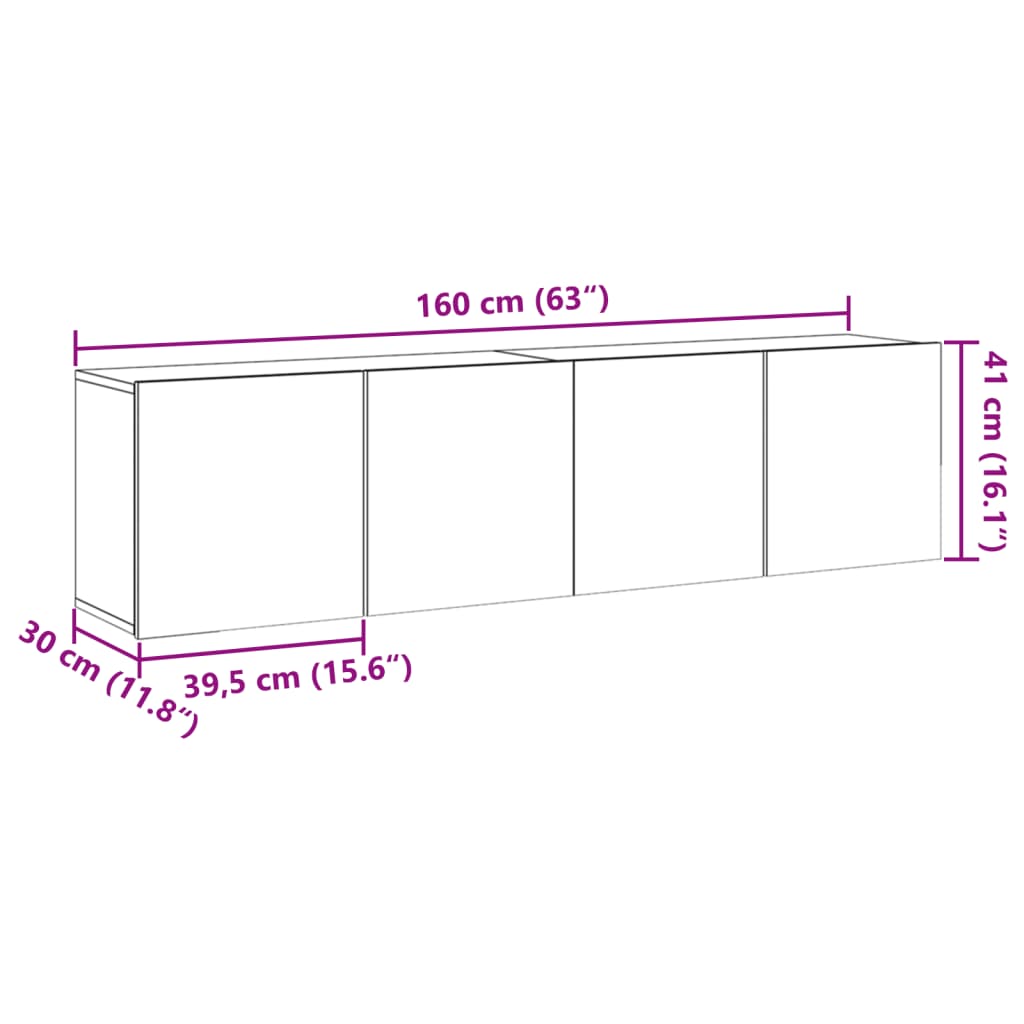 Tv-meubels 2 st wandgemonteerd 80x30x41cm artisanaal eikenkleur is nu te koop bij PeponiXL, paradijselijk wonen!