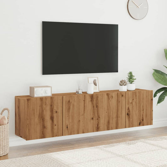 Tv-meubels 2 st wandgemonteerd 80x30x41cm artisanaal eikenkleur is nu te koop bij PeponiXL, paradijselijk wonen!