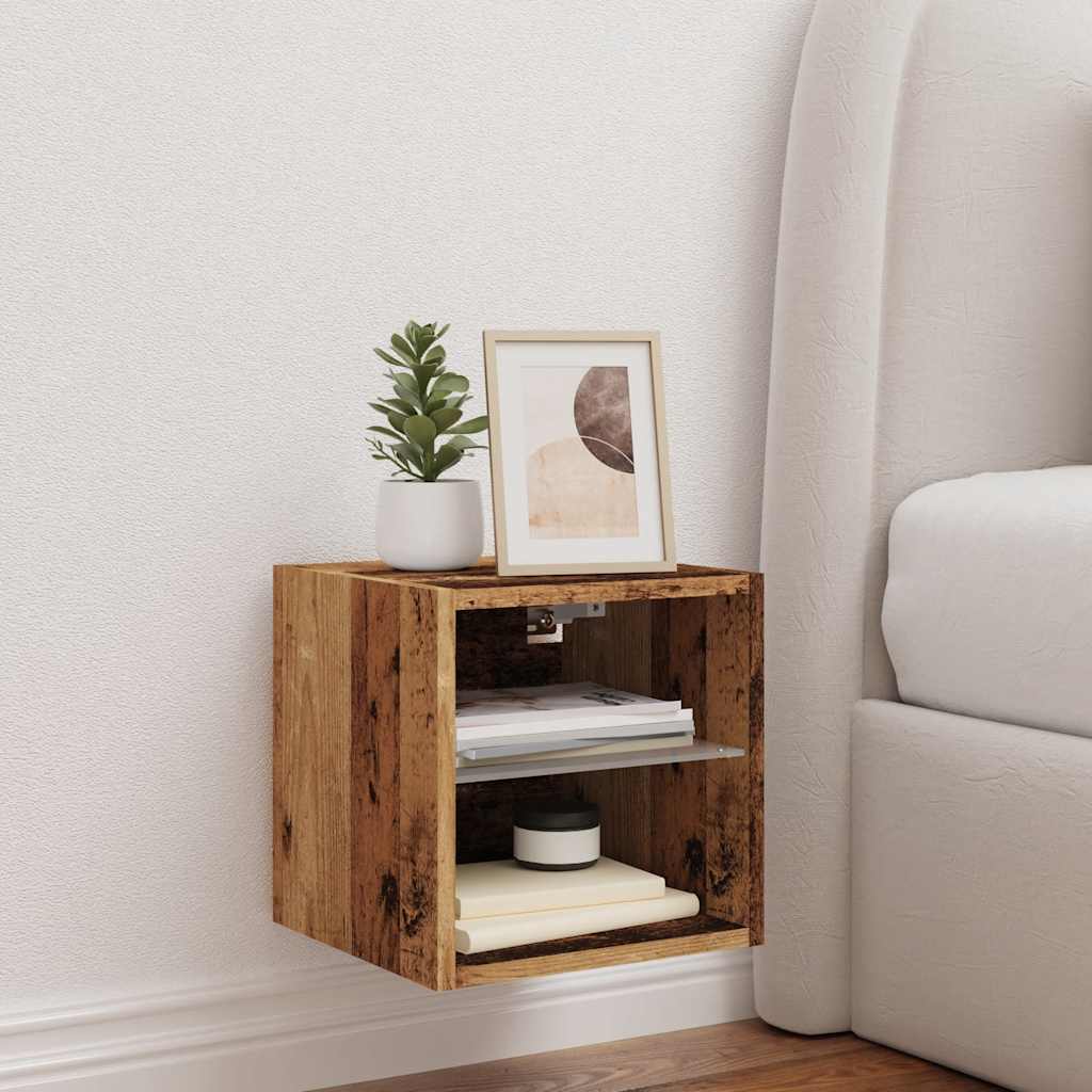 Tv-wandmeubel met LED-verlichting 30x28,5x30 cm oud houtkleurig is nu te koop bij PeponiXL, paradijselijk wonen!