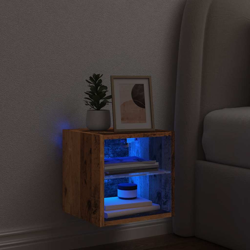 Tv-wandmeubel met LED-verlichting 30x28,5x30 cm oud houtkleurig is nu te koop bij PeponiXL, paradijselijk wonen!