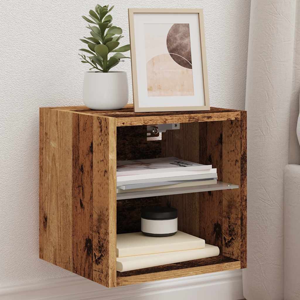 Tv-wandmeubel met LED-verlichting 30x28,5x30 cm oud houtkleurig is nu te koop bij PeponiXL, paradijselijk wonen!