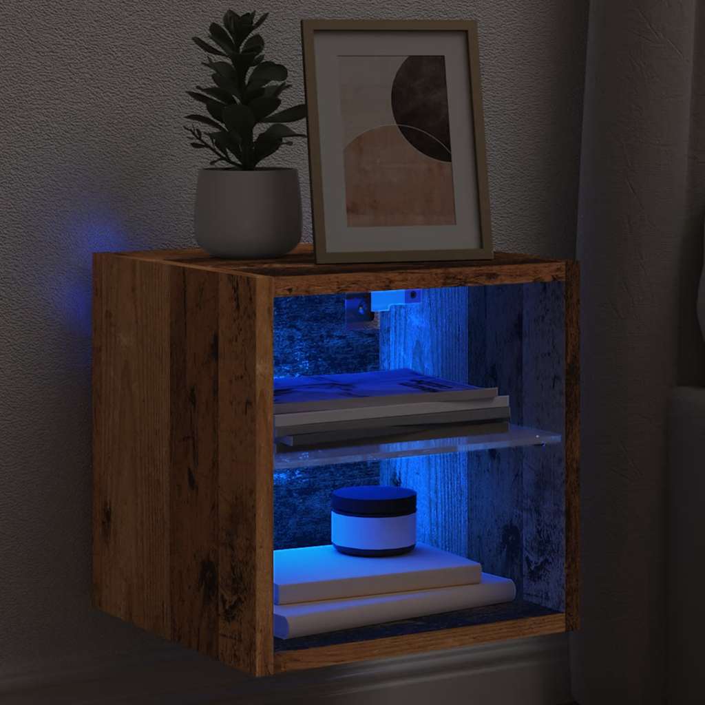 Tv-wandmeubel met LED-verlichting 30x28,5x30 cm oud houtkleurig is nu te koop bij PeponiXL, paradijselijk wonen!