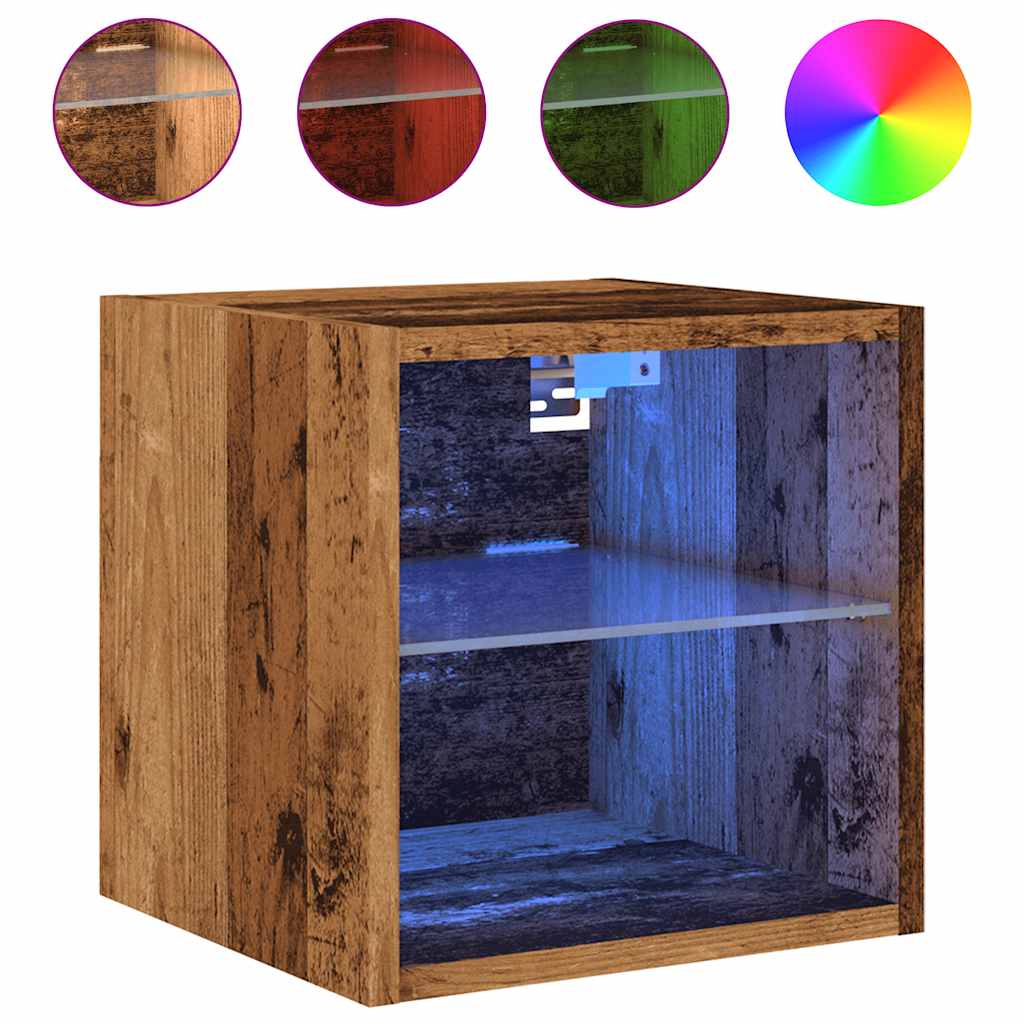Tv-wandmeubels met LED-verlichting 2 st 30x28,5x30 cm oud hout is nu te koop bij PeponiXL, paradijselijk wonen!