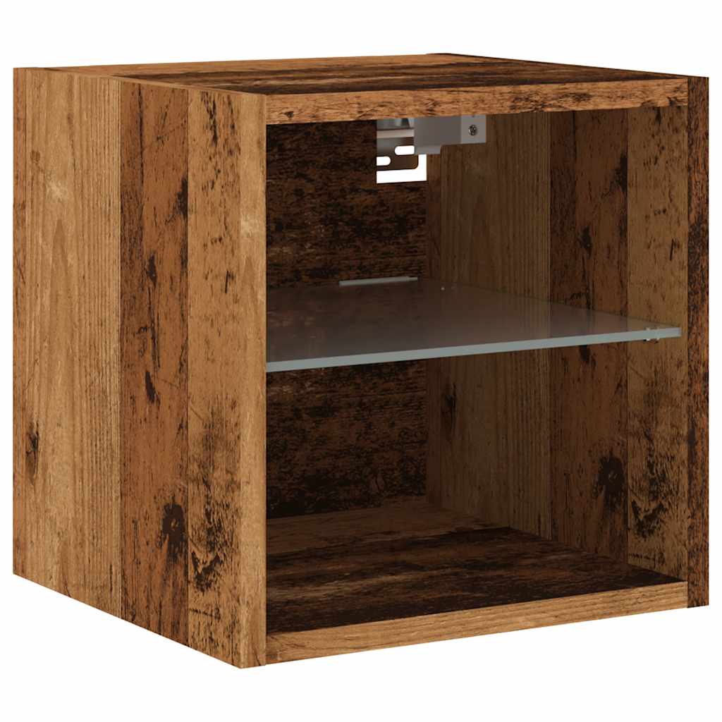 Tv-wandmeubels met LED-verlichting 2 st 30x28,5x30 cm oud hout is nu te koop bij PeponiXL, paradijselijk wonen!