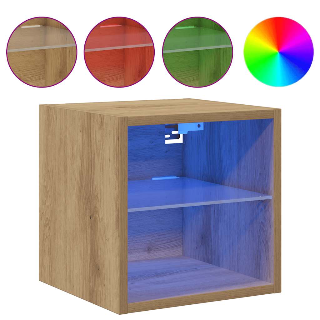 Tv-wandmeubel met LED-verlichting 30x28,5x30cm artisanaal eiken is nu te koop bij PeponiXL, paradijselijk wonen!