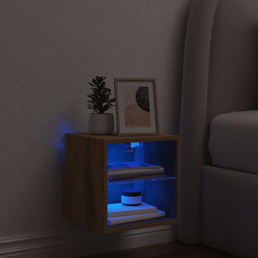 Tv-wandmeubel met LED-verlichting 30x28,5x30cm artisanaal eiken is nu te koop bij PeponiXL, paradijselijk wonen!