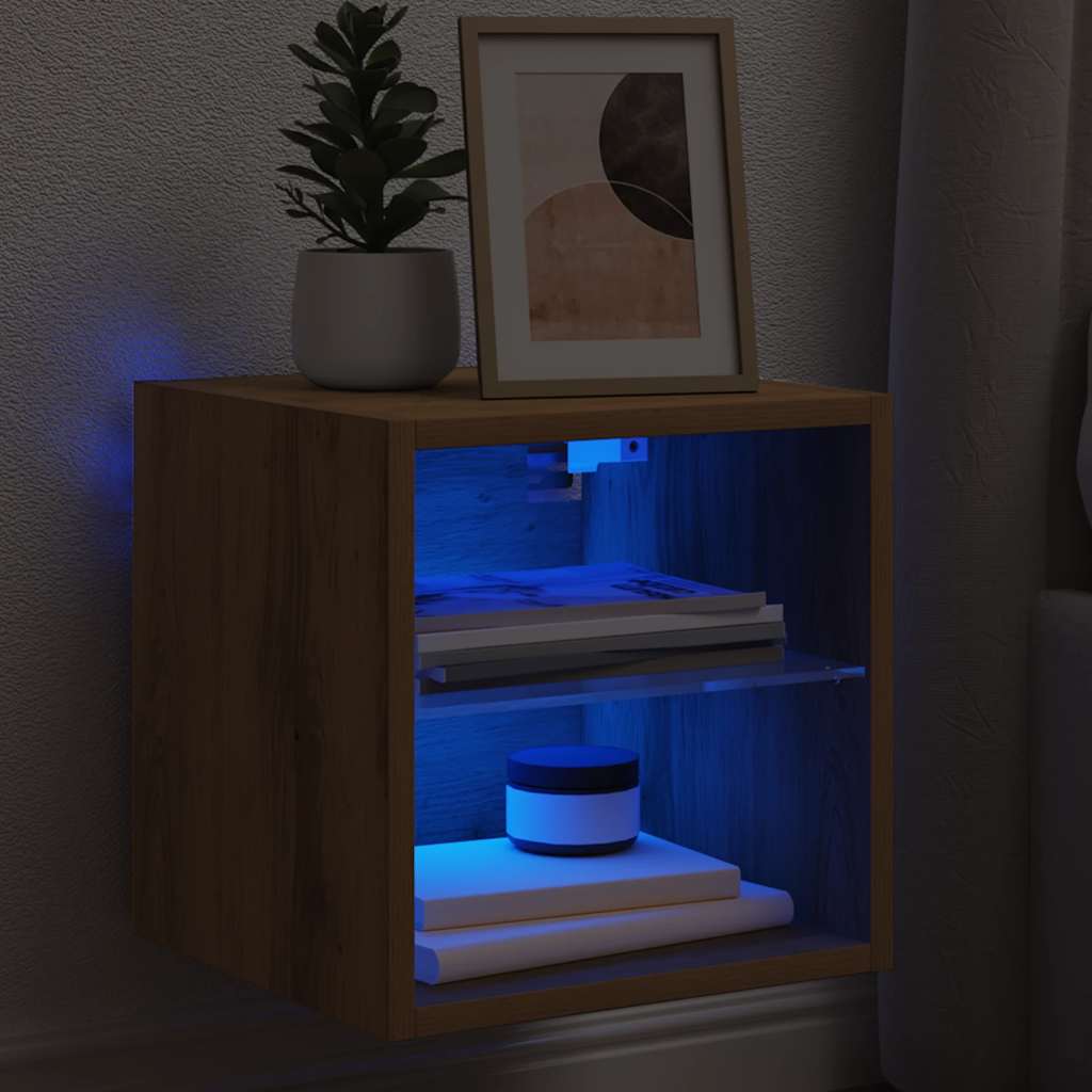 Tv-wandmeubel met LED-verlichting 30x28,5x30cm artisanaal eiken is nu te koop bij PeponiXL, paradijselijk wonen!