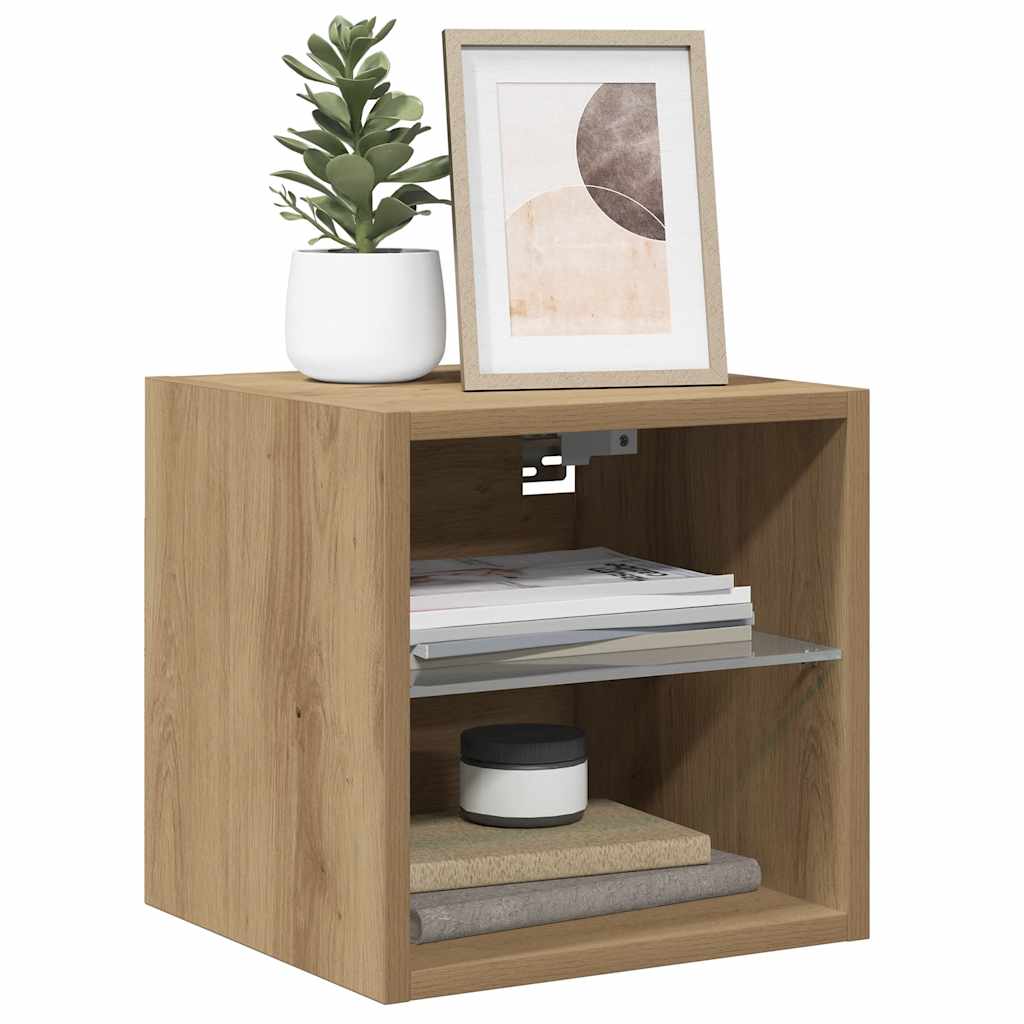 Tv-wandmeubel met LED-verlichting 30x28,5x30cm artisanaal eiken is nu te koop bij PeponiXL, paradijselijk wonen!
