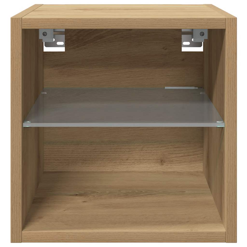 Tv-wandmeubel met LED-verlichting 30x28,5x30cm artisanaal eiken is nu te koop bij PeponiXL, paradijselijk wonen!