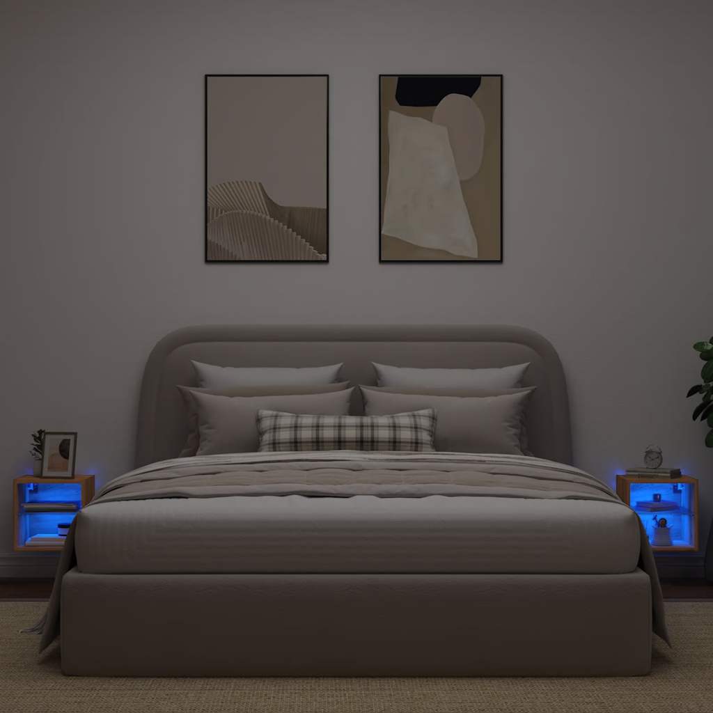 Tv-wandmeubels met LED 2 st 30x28,5x30 cm artisanaal eikenkleur is nu te koop bij PeponiXL, paradijselijk wonen!