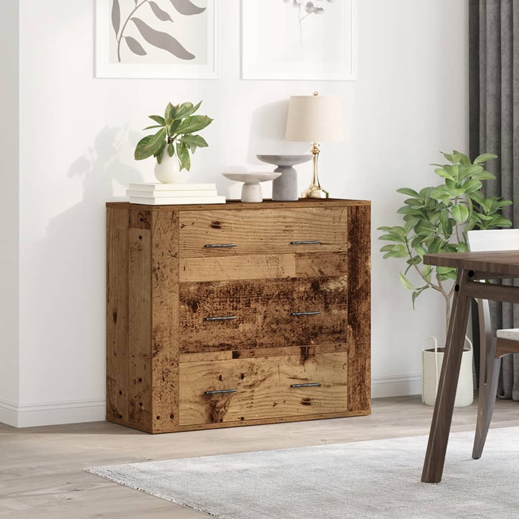 Dressoir 80x33x70 cm bewerkt hout oud houtkleurig is nu te koop bij PeponiXL, paradijselijk wonen!
