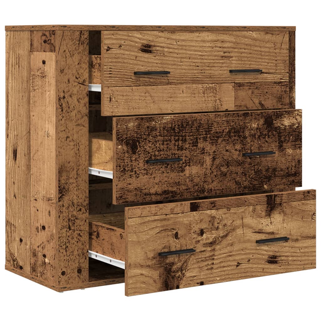 Dressoir 80x33x70 cm bewerkt hout oud houtkleurig is nu te koop bij PeponiXL, paradijselijk wonen!