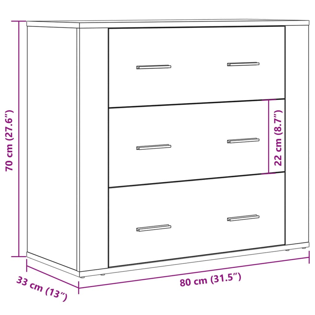 Dressoir 80x33x70 cm bewerkt hout artisanaal eikenkleurig is nu te koop bij PeponiXL, paradijselijk wonen!