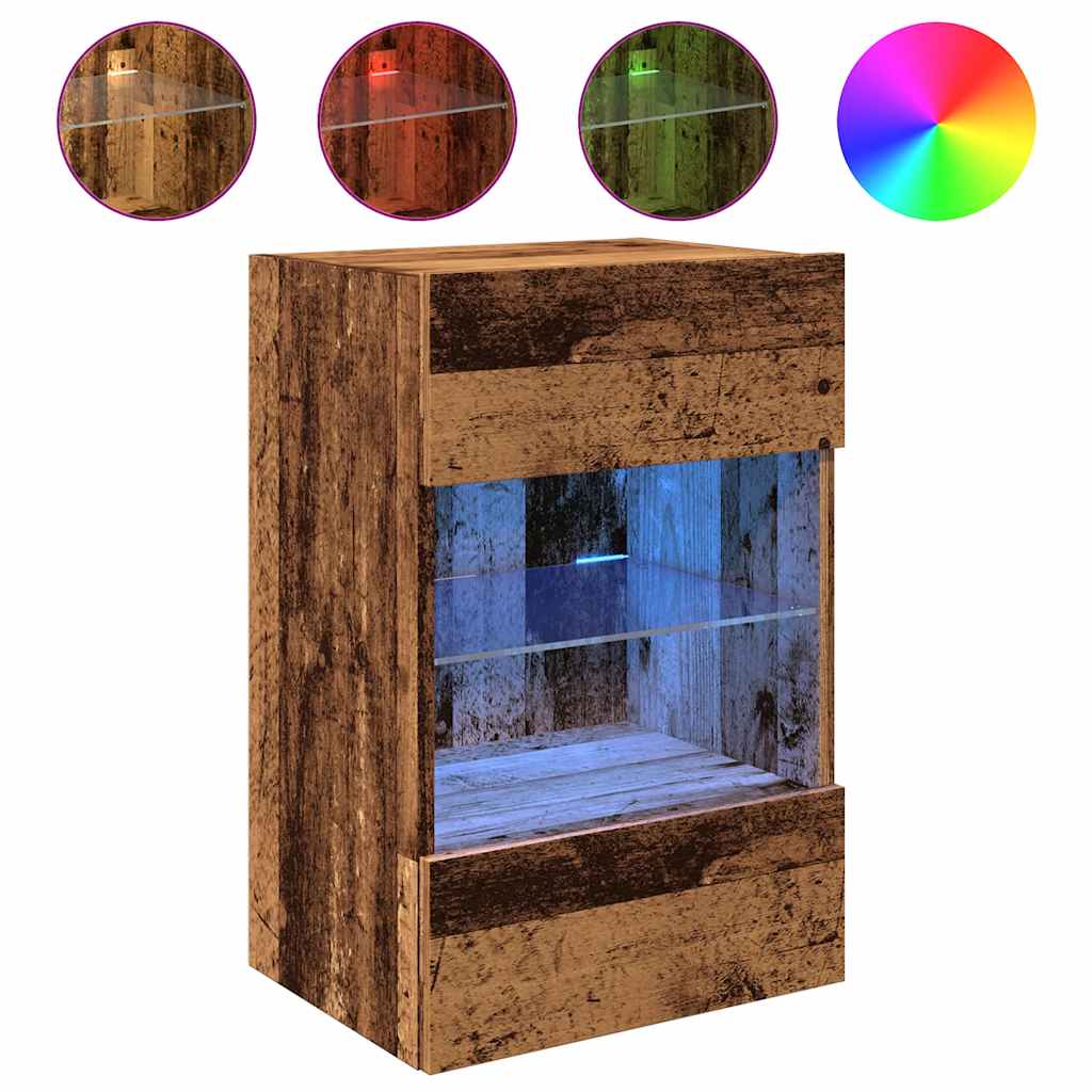 Wandkasten met LED-verlichting voor tv 2 st 40x30x60,5 cm oud houtkleurig is nu te koop bij PeponiXL, paradijselijk wonen!