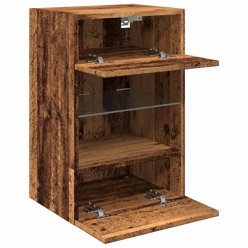 Wandkasten met LED-verlichting voor tv 2 st 40x30x60,5 cm oud houtkleurig is nu te koop bij PeponiXL, paradijselijk wonen!