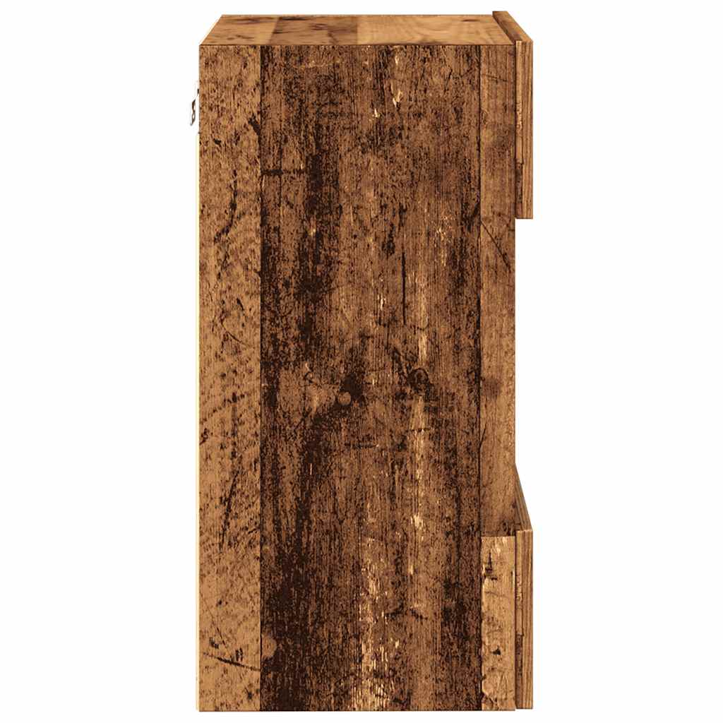 Wandkasten met LED-verlichting voor tv 2 st 40x30x60,5 cm oud houtkleurig is nu te koop bij PeponiXL, paradijselijk wonen!