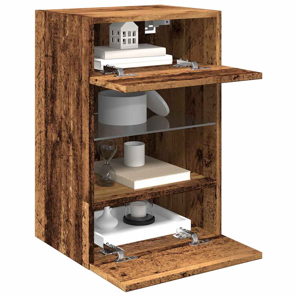 Wandkasten met LED-verlichting voor tv 2 st 40x30x60,5 cm oud houtkleurig is nu te koop bij PeponiXL, paradijselijk wonen!