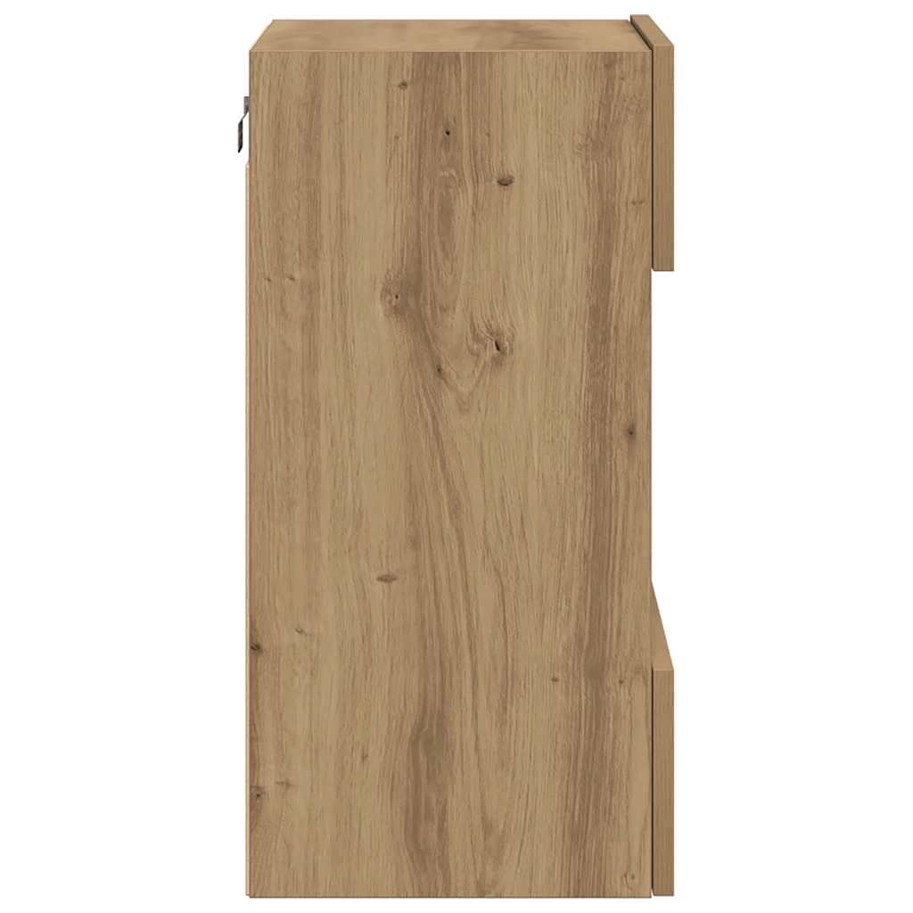 Wandkasten met LED-verlichting voor tv 2 st 40x30x60,5 cm artisanaal eikenkleur is nu te koop bij PeponiXL, paradijselijk wonen!