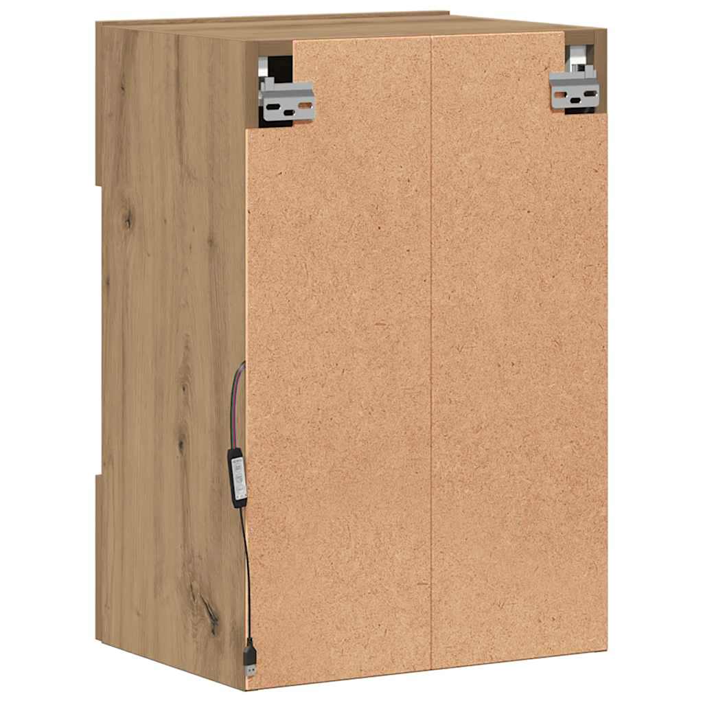 Wandkasten met LED-verlichting voor tv 2 st 40x30x60,5 cm artisanaal eikenkleur is nu te koop bij PeponiXL, paradijselijk wonen!