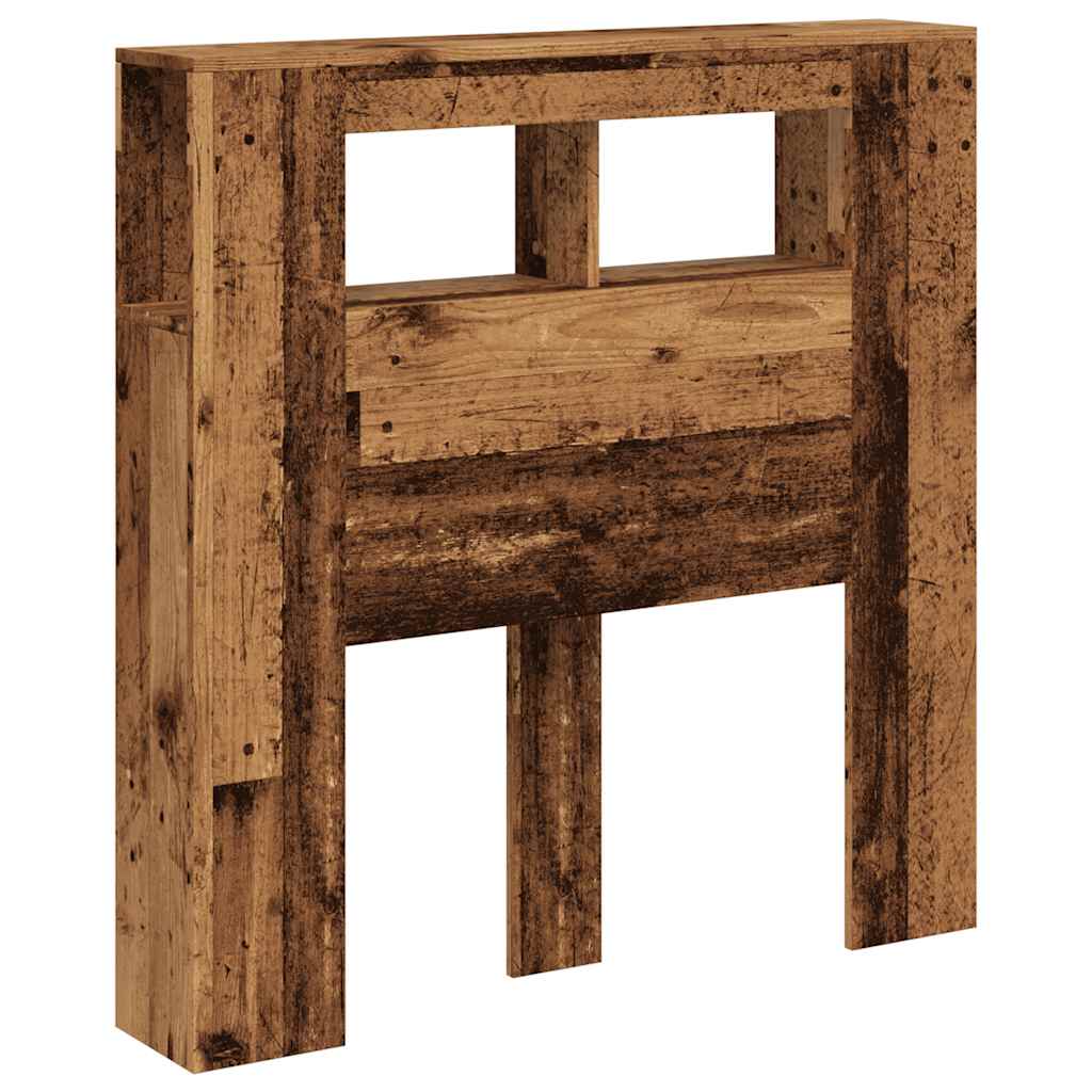 Hoofdeinde met LED 100x18,5x103,5 cm bewerkt hout oud hout is nu te koop bij PeponiXL, paradijselijk wonen!