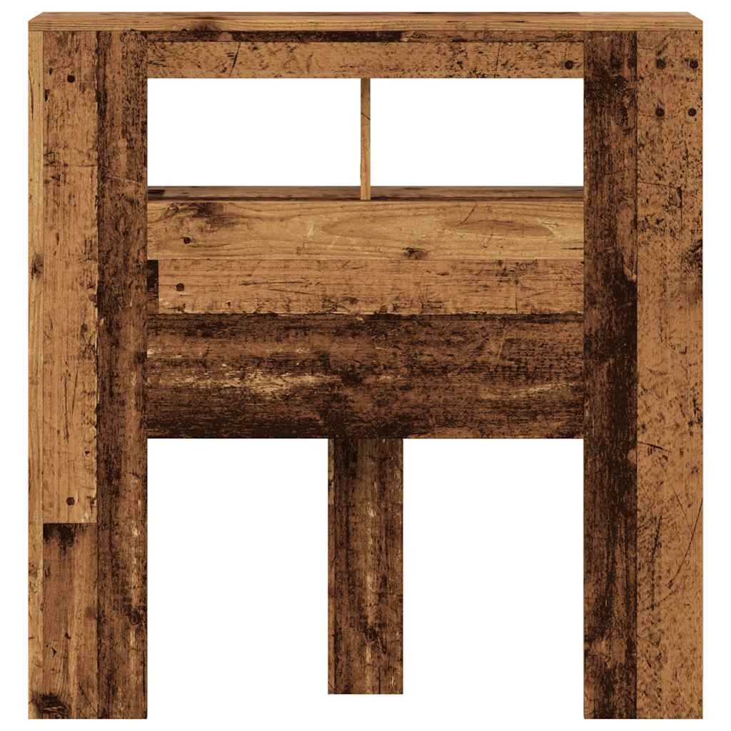 Hoofdeinde met LED 100x18,5x103,5 cm bewerkt hout oud hout is nu te koop bij PeponiXL, paradijselijk wonen!