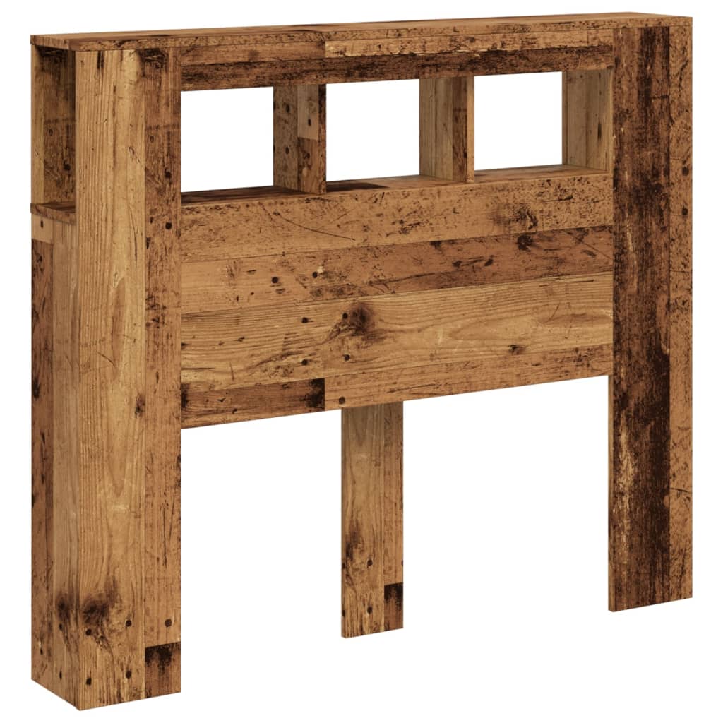 Hoofdeinde met LED 120x18,5x103,5 cm bewerkt hout oud hout is nu te koop bij PeponiXL, paradijselijk wonen!