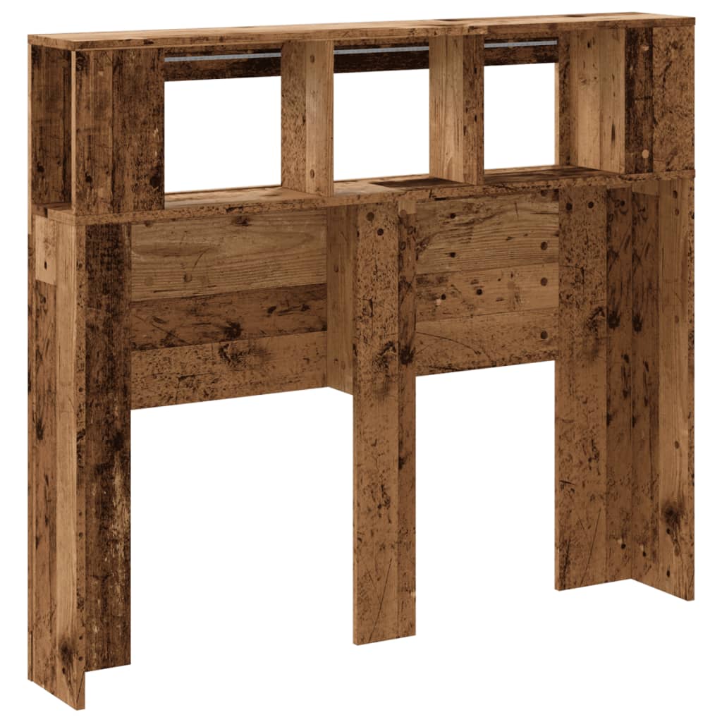 Hoofdeinde met LED 120x18,5x103,5 cm bewerkt hout oud hout is nu te koop bij PeponiXL, paradijselijk wonen!