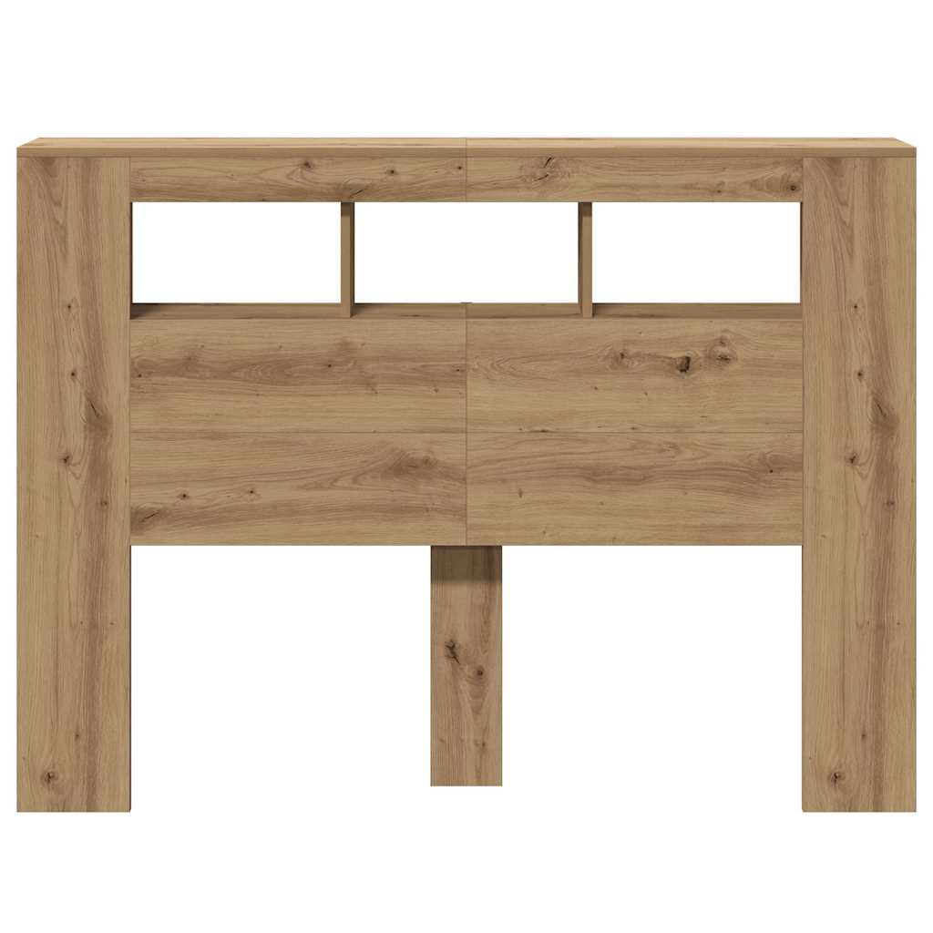 Hoofdeinde met LED 140x18,5x103,5 cm hout artisanaal eikenkleur is nu te koop bij PeponiXL, paradijselijk wonen!