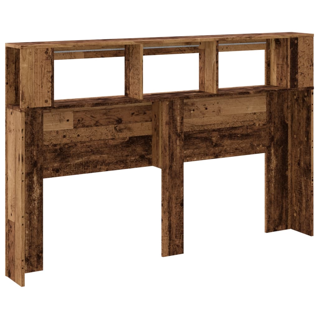 Hoofdeinde met LED 160x18,5x103,5 cm bewerkt hout oud hout is nu te koop bij PeponiXL, paradijselijk wonen!