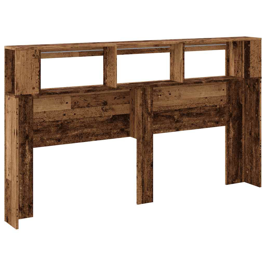 Hoofdeinde met LED 180x18,5x103,5 cm bewerkt hout oud hout is nu te koop bij PeponiXL, paradijselijk wonen!
