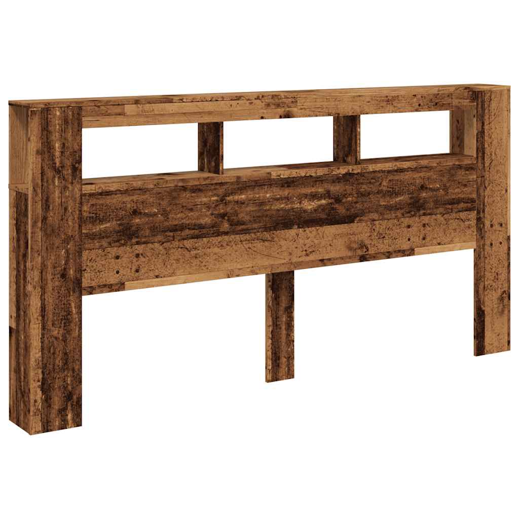 Hoofdeinde met LED 200x18,5x103,5 cm bewerkt hout oud hout is nu te koop bij PeponiXL, paradijselijk wonen!