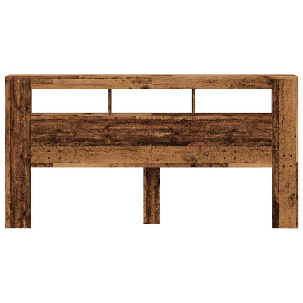 Hoofdeinde met LED 200x18,5x103,5 cm bewerkt hout oud hout is nu te koop bij PeponiXL, paradijselijk wonen!