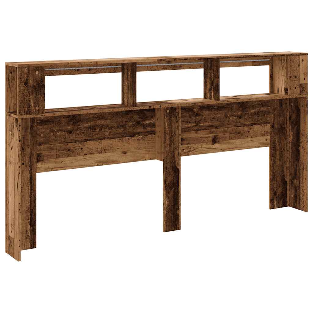 Hoofdeinde met LED 200x18,5x103,5 cm bewerkt hout oud hout is nu te koop bij PeponiXL, paradijselijk wonen!