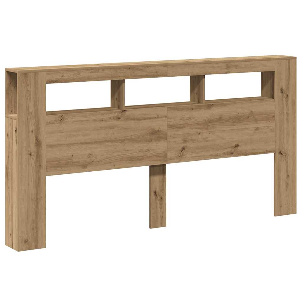 Hoofdeinde met LED 200x18,5x103,5 cm hout artisanaal eikenkleur is nu te koop bij PeponiXL, paradijselijk wonen!