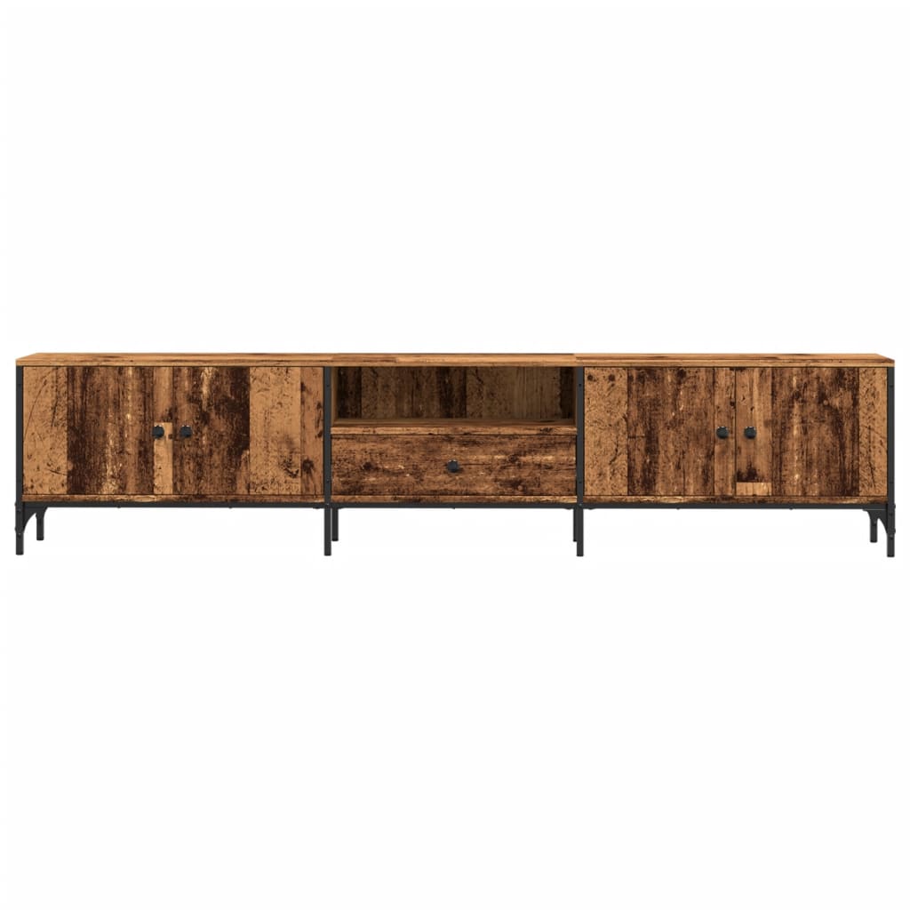 Tv-meubel met lade 200x25x44 cm bewerkt hout oud houtkleurig is nu te koop bij PeponiXL, paradijselijk wonen!