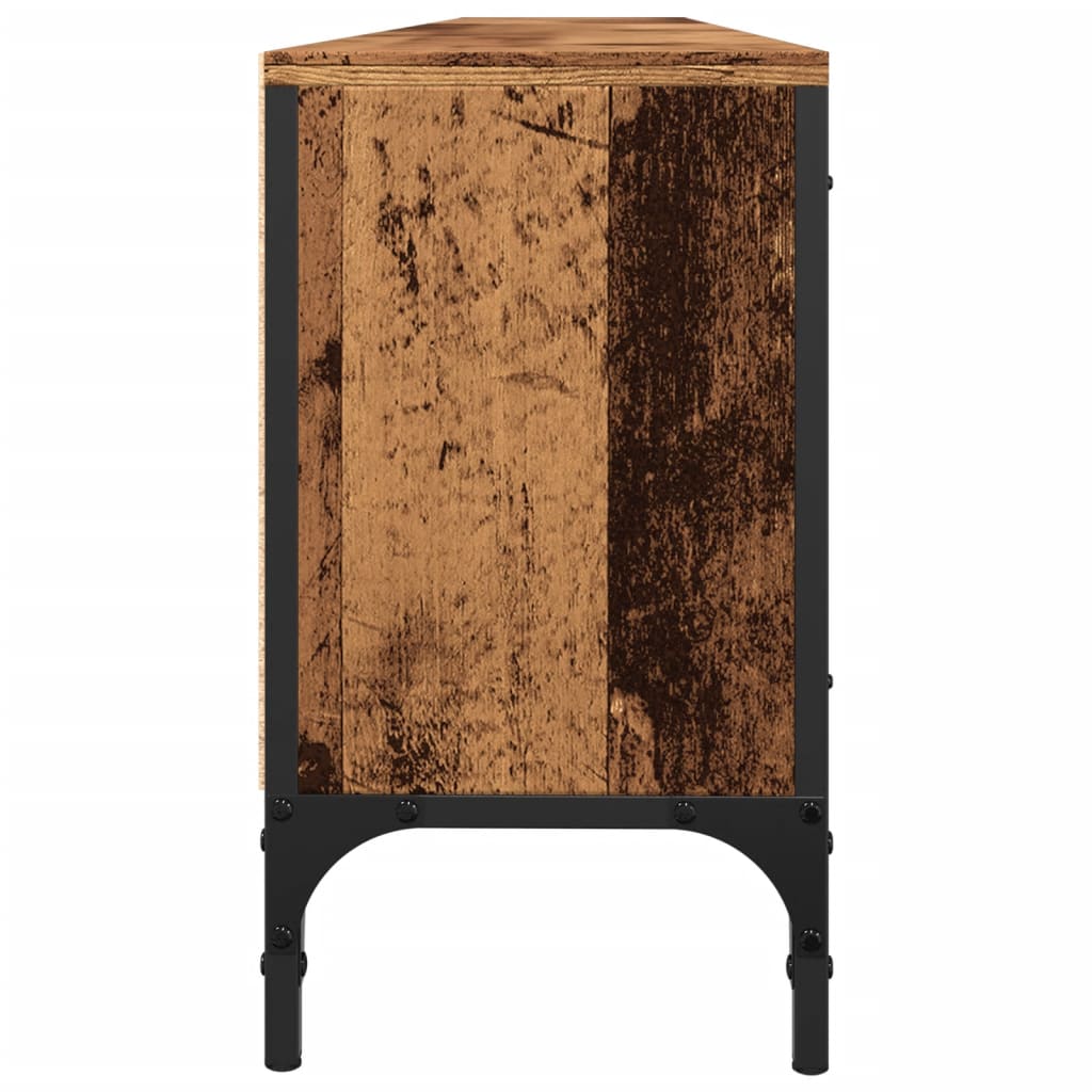 Tv-meubel met lade 200x25x44 cm bewerkt hout oud houtkleurig is nu te koop bij PeponiXL, paradijselijk wonen!
