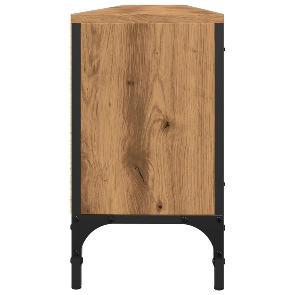 Tv-meubel met lade 200x25x44 cm bewerkt hout artisanaal eiken is nu te koop bij PeponiXL, paradijselijk wonen!