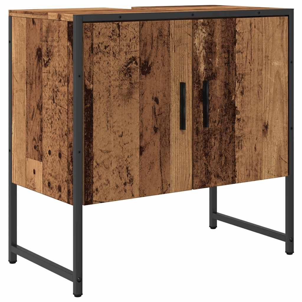 Wastafelkast 60x33x60 cm bewerkt hout oud houtkleurig is nu te koop bij PeponiXL, paradijselijk wonen!
