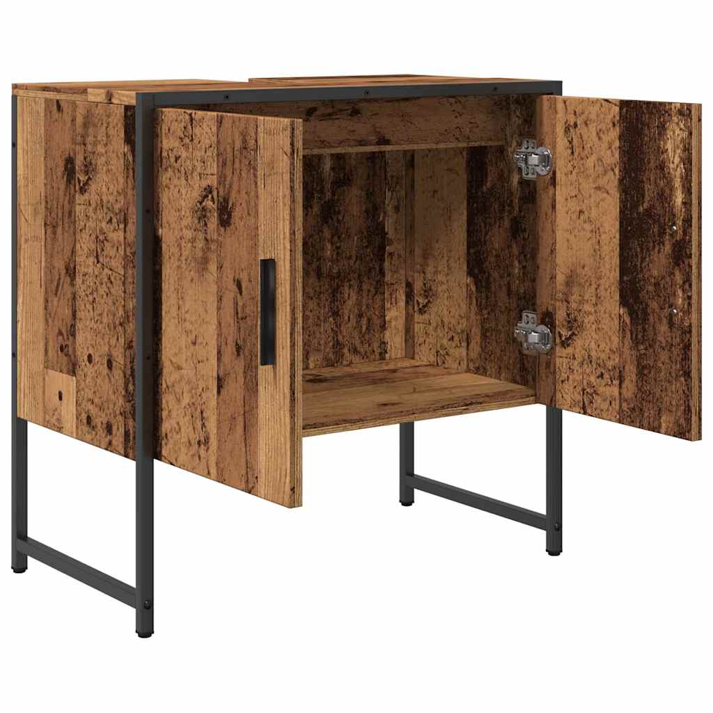 Wastafelkast 60x33x60 cm bewerkt hout oud houtkleurig is nu te koop bij PeponiXL, paradijselijk wonen!