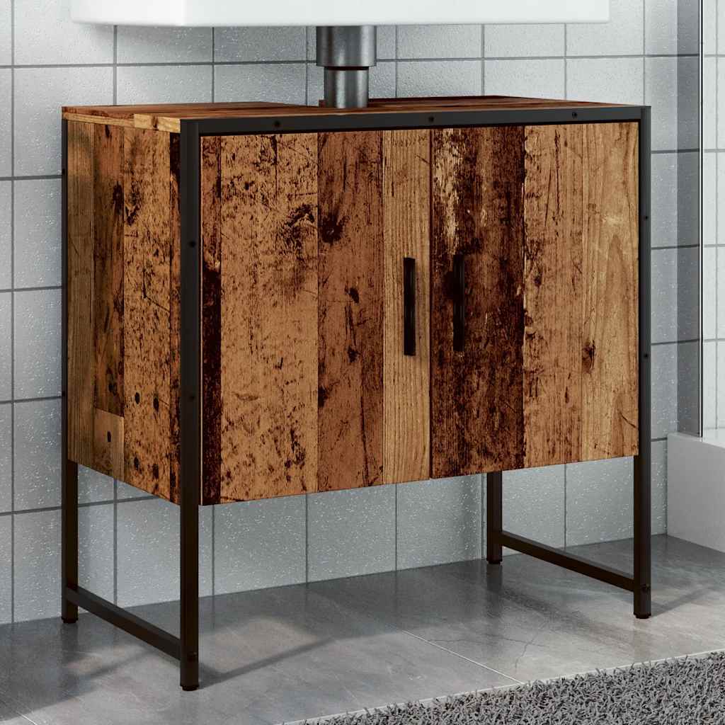 Wastafelkast 60x33x60 cm bewerkt hout oud houtkleurig is nu te koop bij PeponiXL, paradijselijk wonen!