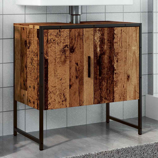 Wastafelkast 60x33x60 cm bewerkt hout oud houtkleurig is nu te koop bij PeponiXL, paradijselijk wonen!