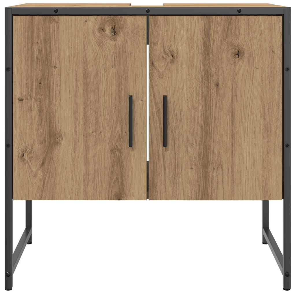 Wastafelkast 60x33x60 cm bewerkt hout artisanaal eikenkleurig is nu te koop bij PeponiXL, paradijselijk wonen!